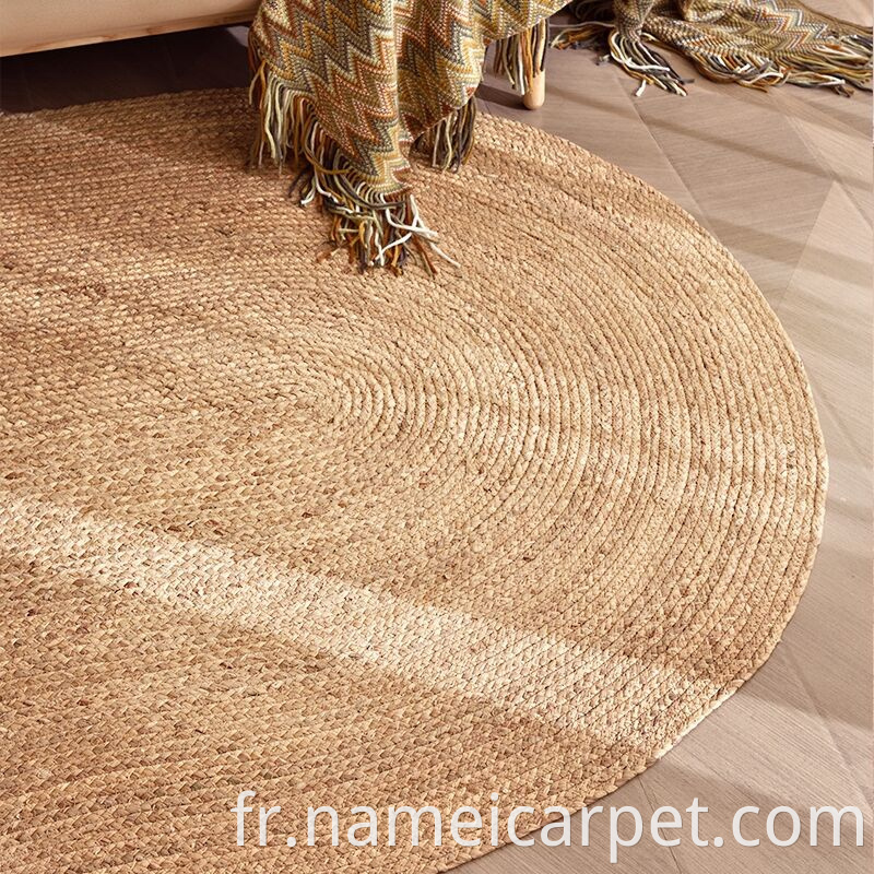 Round Natural Fiber Water Hyacinth Braided Rug Carpet Floor Mats